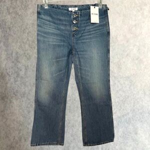 RE/DONE Flare Leg Crop Jeans Womens Size 28 Blue Mid Rise Button Front